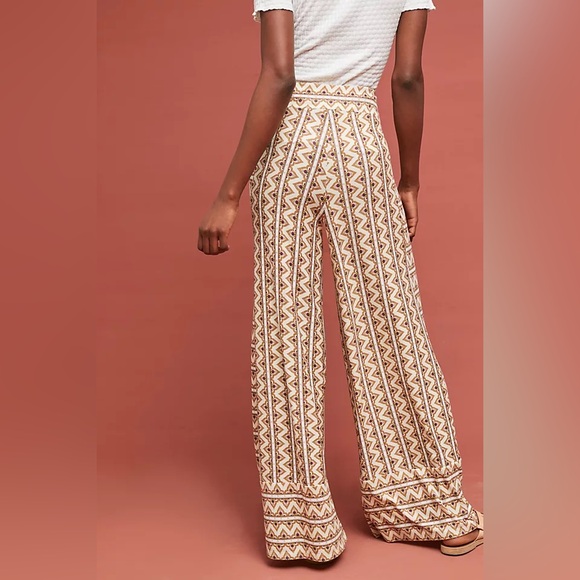 Farm Rio De Janeiro for Anthro.. Boho Striped Wide Leg Stretch Pull On Pants - Picture 7 of 7